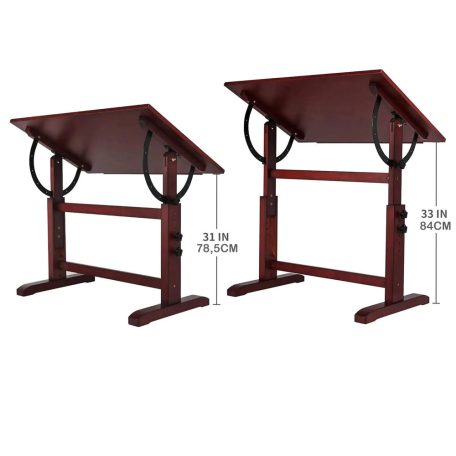 Rajz- és Festőasztal, állítható rajzszékkel - MEEDEN Vintage Wood Drafting Table & Stool Set