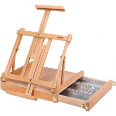 M-ART Professzionális asztali festőállvány, fiókos festődobozzal - Natúr tölgy