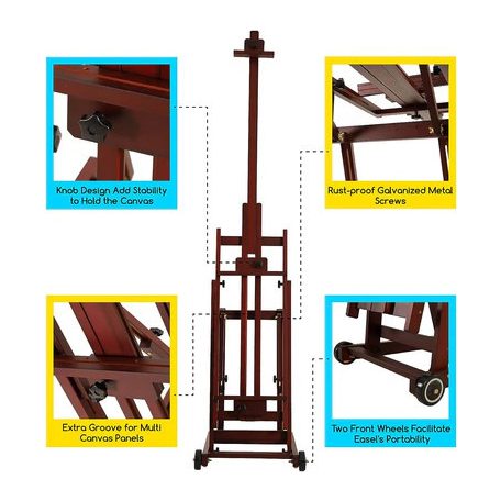Festőállvány, műtermi, összecsukható, gurítható - MEEDEN Versatile H-Frame Studio Easel