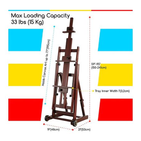 Festőállvány, műtermi, összecsukható, gurítható - MEEDEN Versatile H-Frame Studio Easel