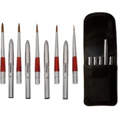   M-ART MEEDEN Akvarell összecsukható ecsetkészlet, bőrtokban - 5 db-os utazó szett