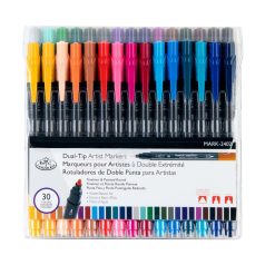   Royal Tűfilc 0,4 mm + 2 mm Filctoll készlet - Háromszög alakú tolltest - Royal Dual-Tip Watercolor Markers - 30 színű készlet