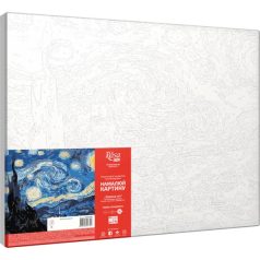   Számozott kifestő készlet vászonra 35x45 cm - Akrilfestékkel, ecsetekkel, felnőtteknek - Csillagos éjszaka