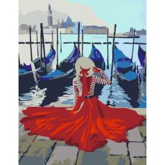   Számozott kifestő készlet vászonra 35x45 cm - Akrilfestékkel, ecsetekkel, felnőtteknek - Velence