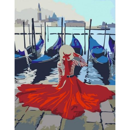 Számozott kifestő készlet vászonra 35x45 cm - Akrilfestékkel, ecsetekkel,  Velence