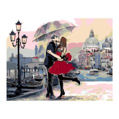   Számozott kifestő készlet vászonra 35x45 cm - Akrilfestékkel, ecsetekkel, felnőtteknek - Love Story