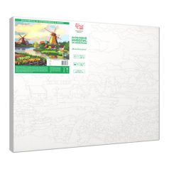   Számozott kifestő készlet vászonra 35x45 cm - Akrilfestékkel, ecsetekkel, felnőtteknek - Malom