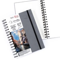   ROSA Gallery Spirálos Vázlatkönyv Akvarellekhez, A5, 32 lap, 25% pamut, 200g, Watercolor Fabriano - Szürke