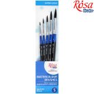 Mókusszőr művészecsetkészlet - Rósa Studio mókusszőr, kerek hegyes ecsetek akvarellhez - 5 db-os