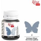 Metálszínű akrilfesték - Rósa Talent 20 ml tégelyes - Antikezüst