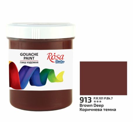 Rósa Gouache Studio színenként - 100 ml tégelyes - Sötétbarna - 913