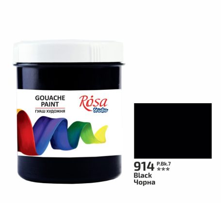 Rósa Gouache Studio színenként - 200 ml Utántöltő - Fekete - 914