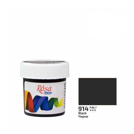 Rósa Gouache Studio színenként - 20 ml tégelyes - Fekete - 914