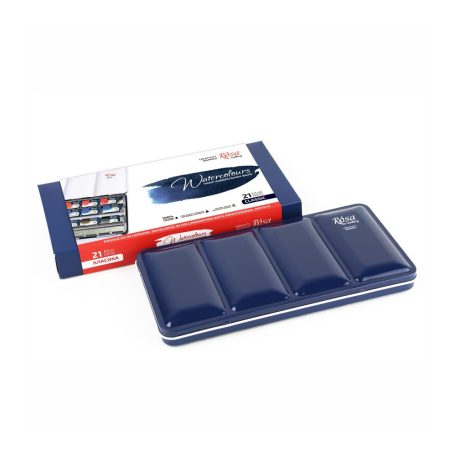 Akvarellfesték készlet, szilkés - Rósa Gallery Classic - 21 x 2,5 ml - fémdobozos