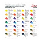 Akvarellfesték készlet, szilkés - Rósa Gallery Classic - 28 x 2,5 ml - fémdobozos