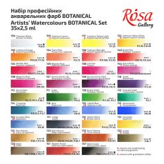   Akvarellfesték készlet, szilkés - Rósa Gallery Botanical - 35 x 2,5 ml - fémdobozos