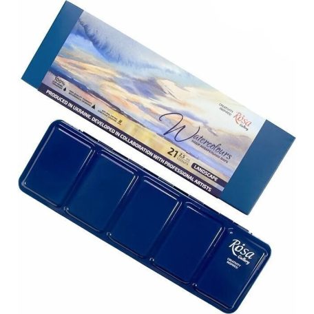 Akvarellfesték készlet, szilkés - Rósa Gallery Landscape Indigó - 21 x 2,5 ml - fémdobozos