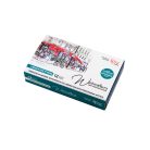 Akvarellfesték készlet, szilkés - Rósa Gallery Urban Sketching Türkiz - 12 x 2,5 ml - fémdobozos