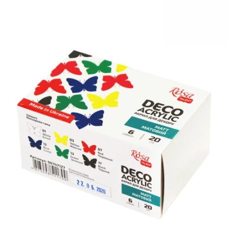 Akrilfesték dekorkészlet, Alapszínek - Rósa Talent - 6 x 20 ml tégelyes - kartondobozban