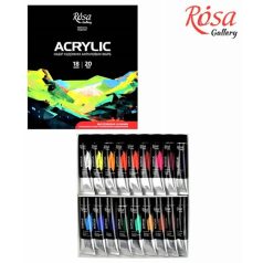 Akrilfesték készlet - Rósa Gallery - 18 x 20 ml tubusos - kartondobozban
