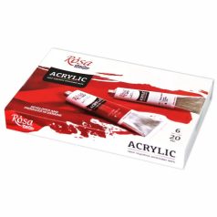 Akrilfesték készlet - Rósa Studio - 6 x 20 ml tubusos - kartondobozban