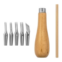 Linómetsző készlet - DK Art - fa nyéllel - 5 késsel