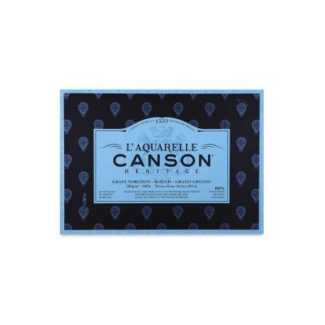 CANSON Héritage merített, savmentes akvarelltömb, 300gr, 100 % pamutból, (1 oldalt ragasztott) 12 ív, érdes 23 x 31 cm - Megszűnt