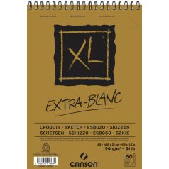 CANSON XL CROQUIS EXTRA BLANC, extra fehér, úspirálkötött, mikroperforált 90g/m2 60 ív A5