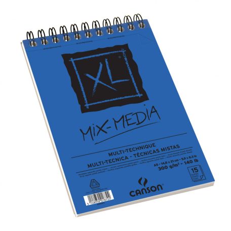 CANSON XL MIX MEDIA fehér rajztömb spirálkötött, mikroperforált 300g/m2 15 ív A5