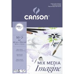 CANSON Imagine rajztömb, rövid old. ragasztott, minden technikához 200g/m2 50 ív A2