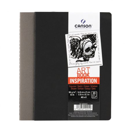 CANSON ArtBooks Inspiration vázlatfüzet, 30 ív,   A5 borító: fekete/sötétszürke