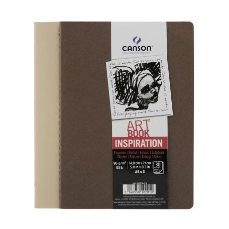 CANSON ArtBooks Inspiration vázlatfüzet, 30 ív,   A5 borító: dohány/osztriga