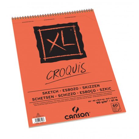 CANSON XL CROQUIS  , csontfehér skiccpapír-tömb spirálkötött, mikroperforált 90g/m2 60 ív A2