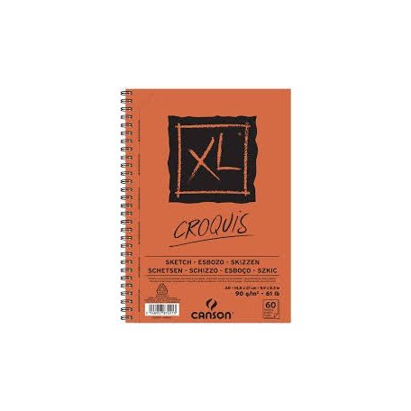 CANSON XL CROQUIS  , csontfehér skicctömb, spirálkötött, mikroperforált 90g/m2 60 ív A5