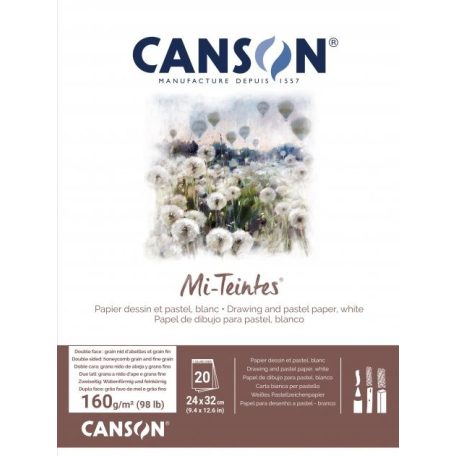 Mi-Teintes CANSON, savmentes színes pasztelltömb, kétoldalas, fehér, 24x32 cm