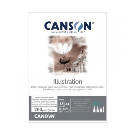 CANSON Illustration Lavis Technique extra fehér, extra síma rajztömb A4