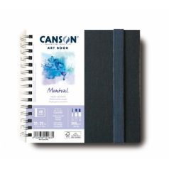   CANSON Art Book Montval könyv, spirálkötött, fekete borítóval, 300g/m2 24 lap 48 oldal 20x20 cm