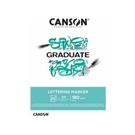 CANSON Graduate Lettering Marker (Kézi Betűrajzolás), ragasztott tömb, 180 gr 20 lap A4