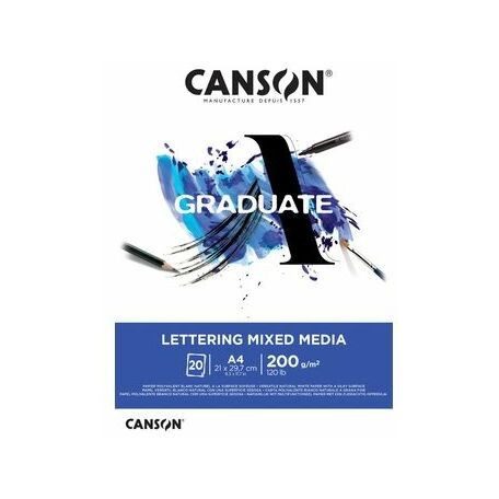 CANSON Graduate Lettering Mixed Media (Kézi Betűrajzolás), ragasztott tömb, 200 gr 20 lap A4