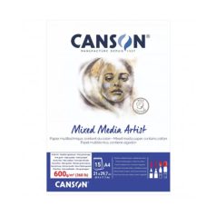 CANSON MIX MEDIA Essentia fehér enyhén szemcsés rajztömb,  600g/m2 A4