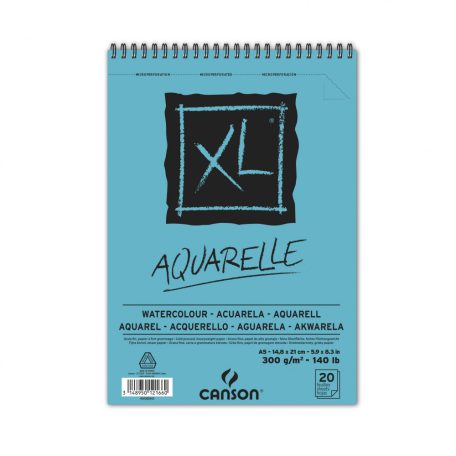 CANSON XL AQUARELLE, spirálkötött, mikroperforált 300g/m2 20 ív A5