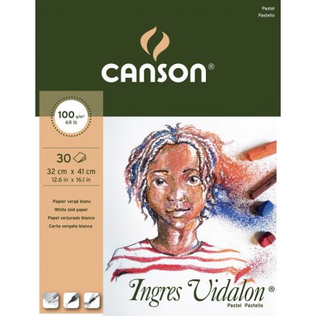 Ingres Vidalon CANSON, savmentes Ingres-papír, tömb kiszerelés 100gr fehér 32 x 41