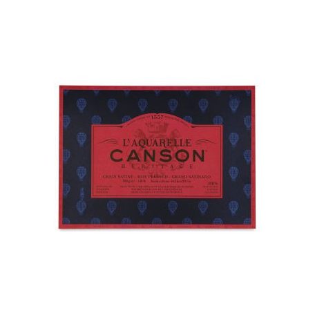 CANSON Héritage merített, savmentes akvarelltömb 100 % pamut, 300gr, 20 ív, sima 18 x 26 cm