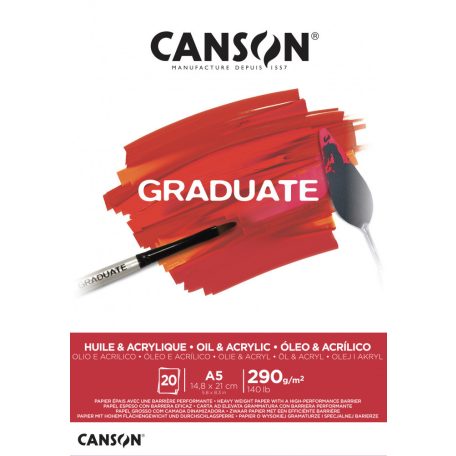 CANSON olaj & akrilfestő papír-tömb, ragasztott 290gr 20 ív A5