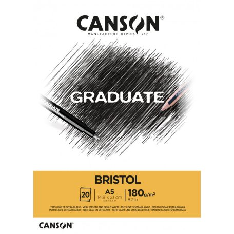 CANSON fehér Bristol rajztömb, ragasztott 180gr 20 ív A5