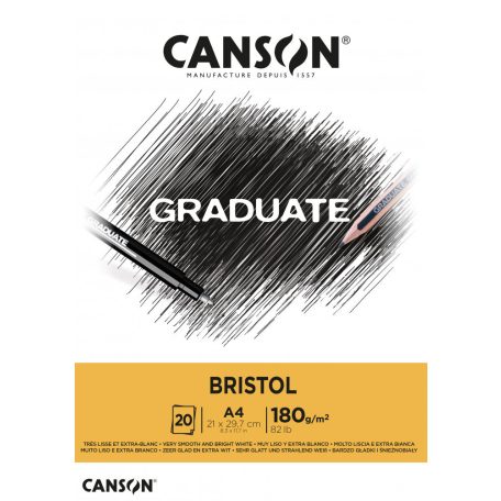 CANSON fehér Bristol rajztömb, ragasztott 180gr 20 ív A4