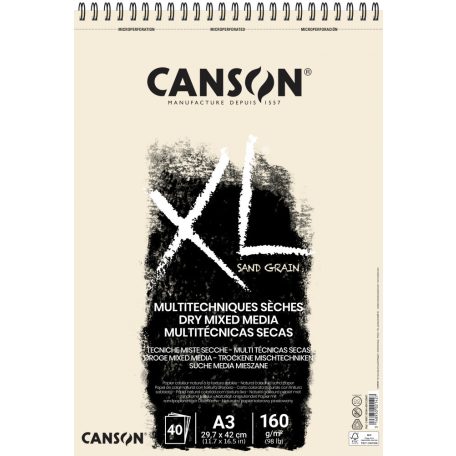 CANSON XL Sand grained pasztelltömb, spirálkötött 50 ív natúrsz. A3