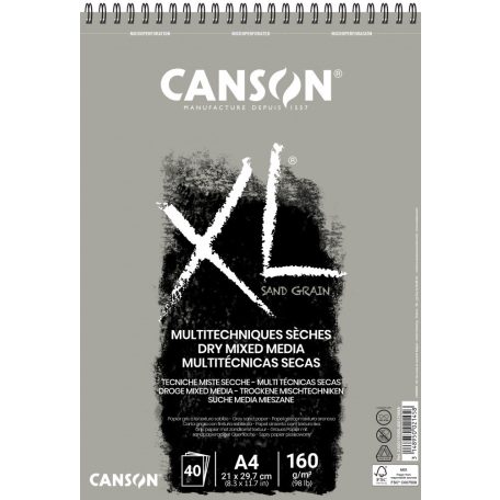 CANSON XL Sand grained pasztelltömb, spirálkötött 50 ív szürke A4