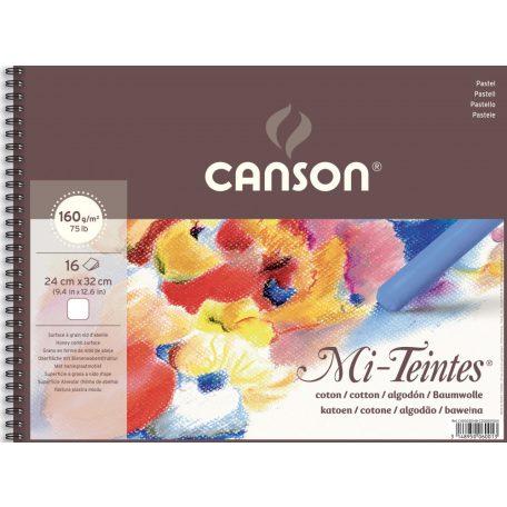 Mi-Teintes CANSON,  színes pasztelltömb,  160gr 16 ív fehér 24 x 32