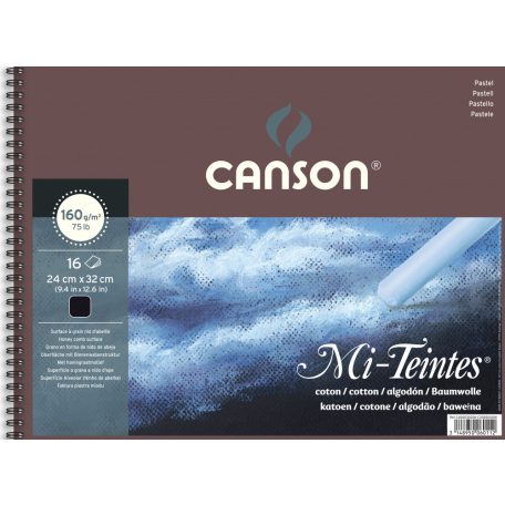 Mi-Teintes CANSON,  színes pasztelltömb, 160gr 16 ív fekete 24 x 32